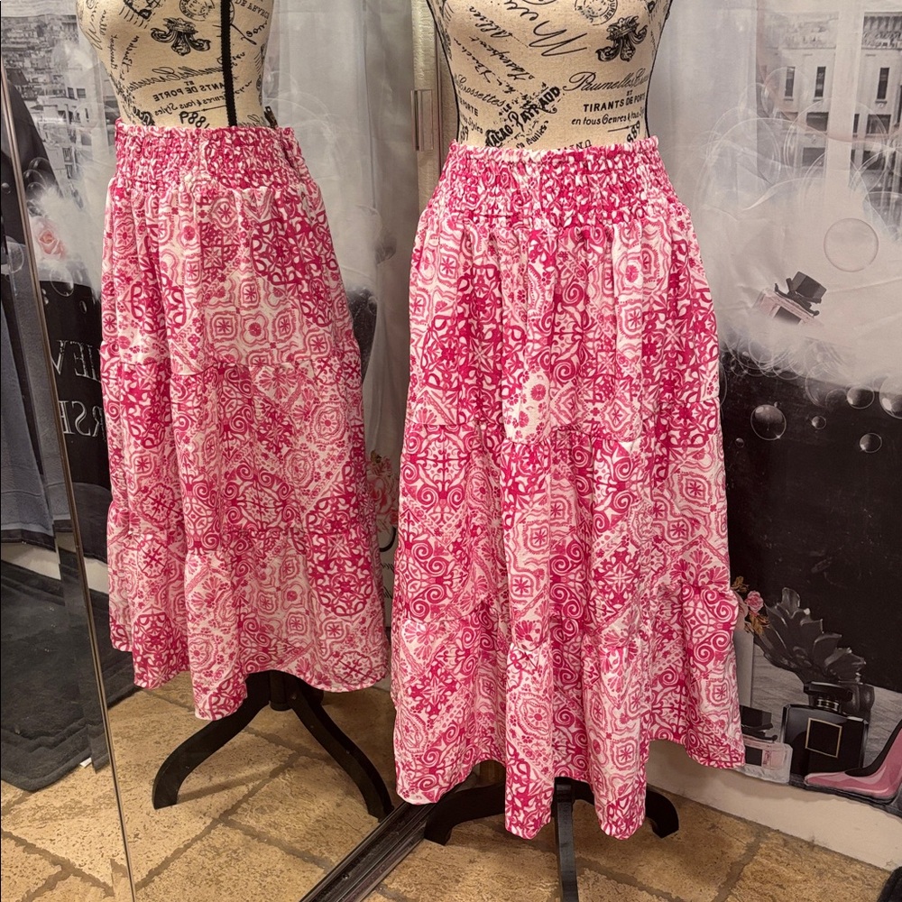 NWT Parker & Rowe Pink Boho Prairie Skirt